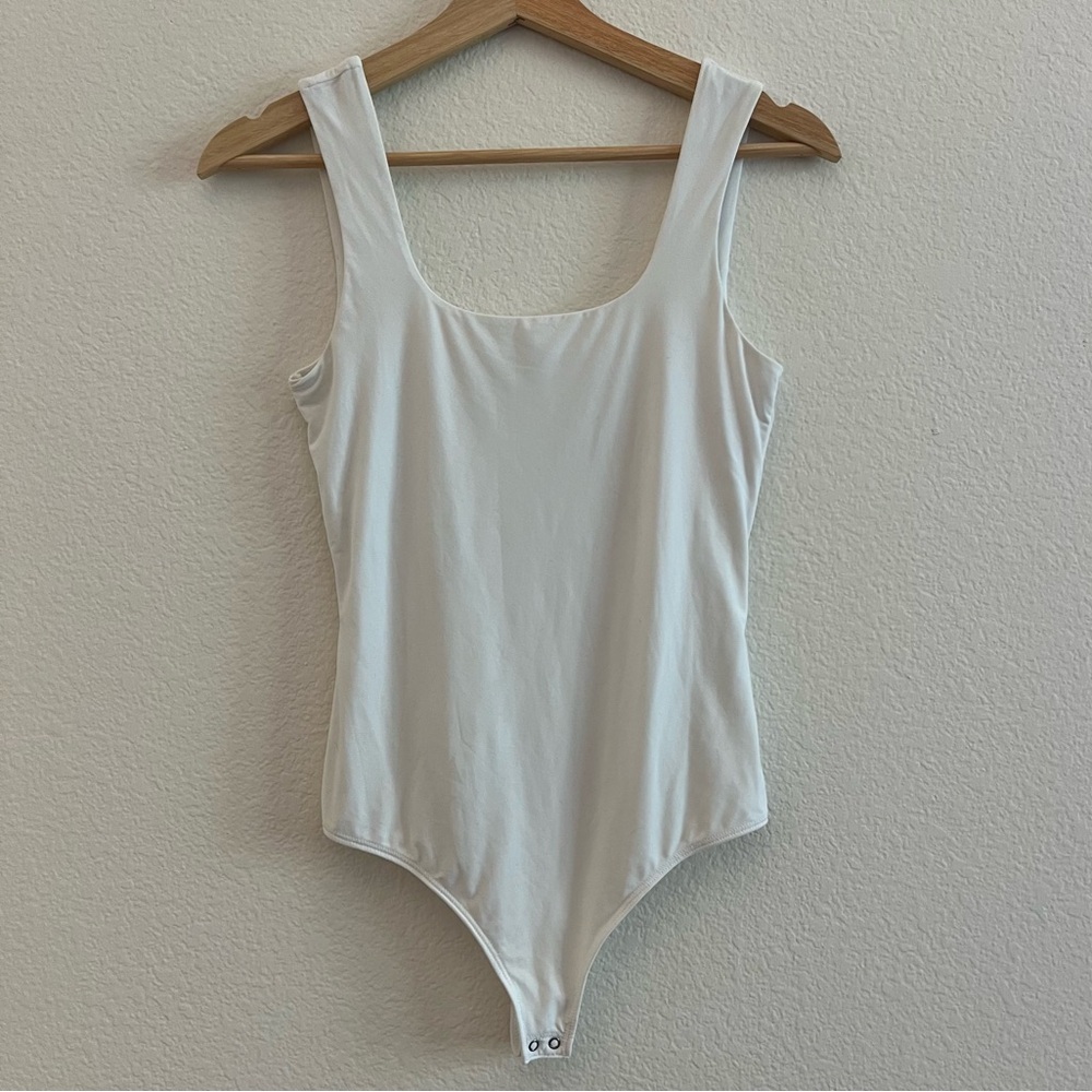 Abercrombie & Fitch White Bodysuit with Square Neckline